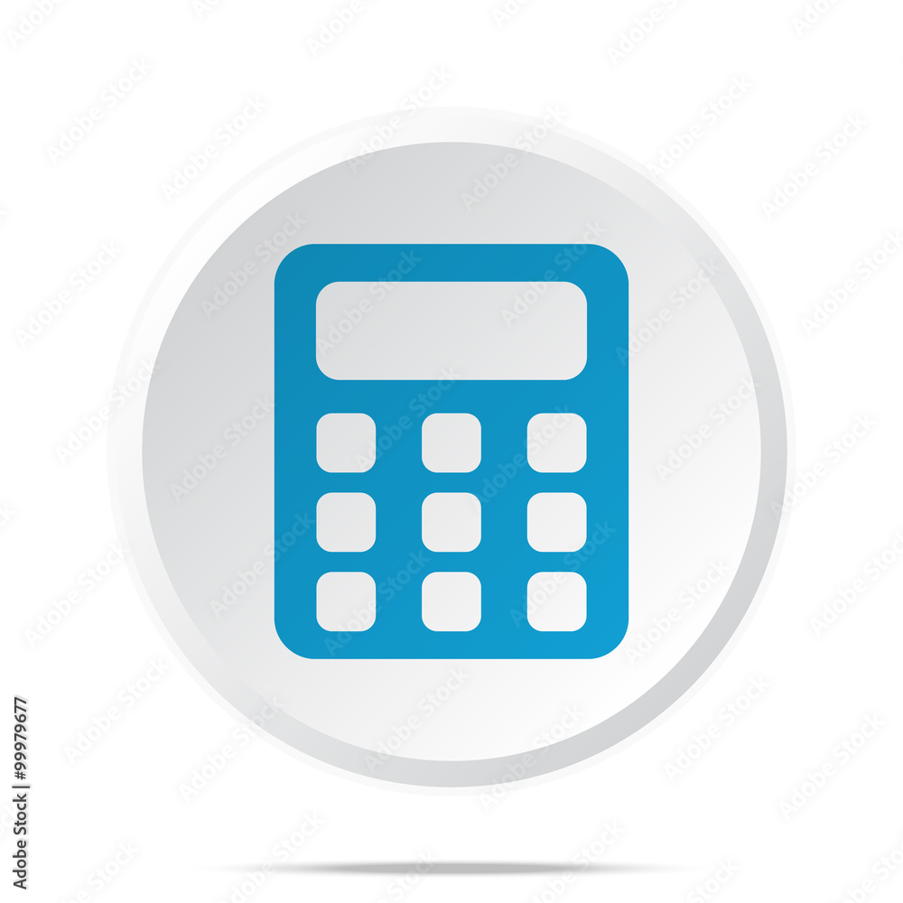Flat blue Calculator icon on circle web button on white Flat blue Calculator icon on circle web button on white