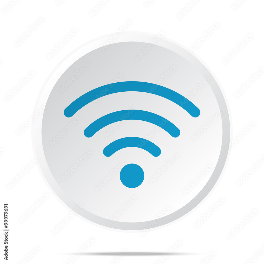 Flat blue Wireless icon on circle web button on white Flat blue Wireless icon on circle web button on white