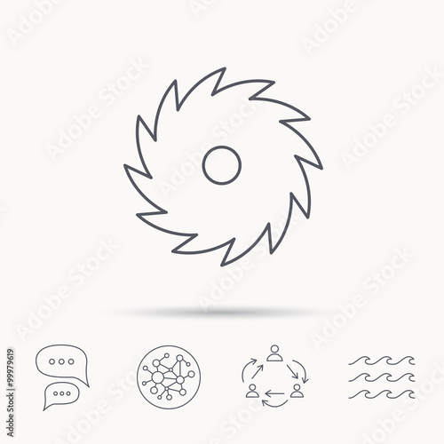 Circular saw icon. Cutting disk sign.