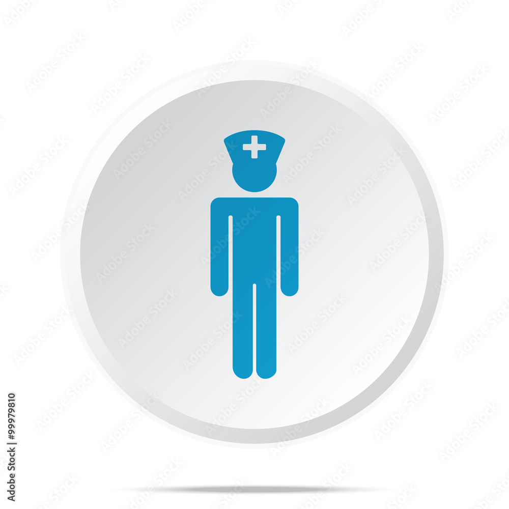 Flat blue Doctor icon on circle web button on white Flat blue Doctor icon on circle web button on white
