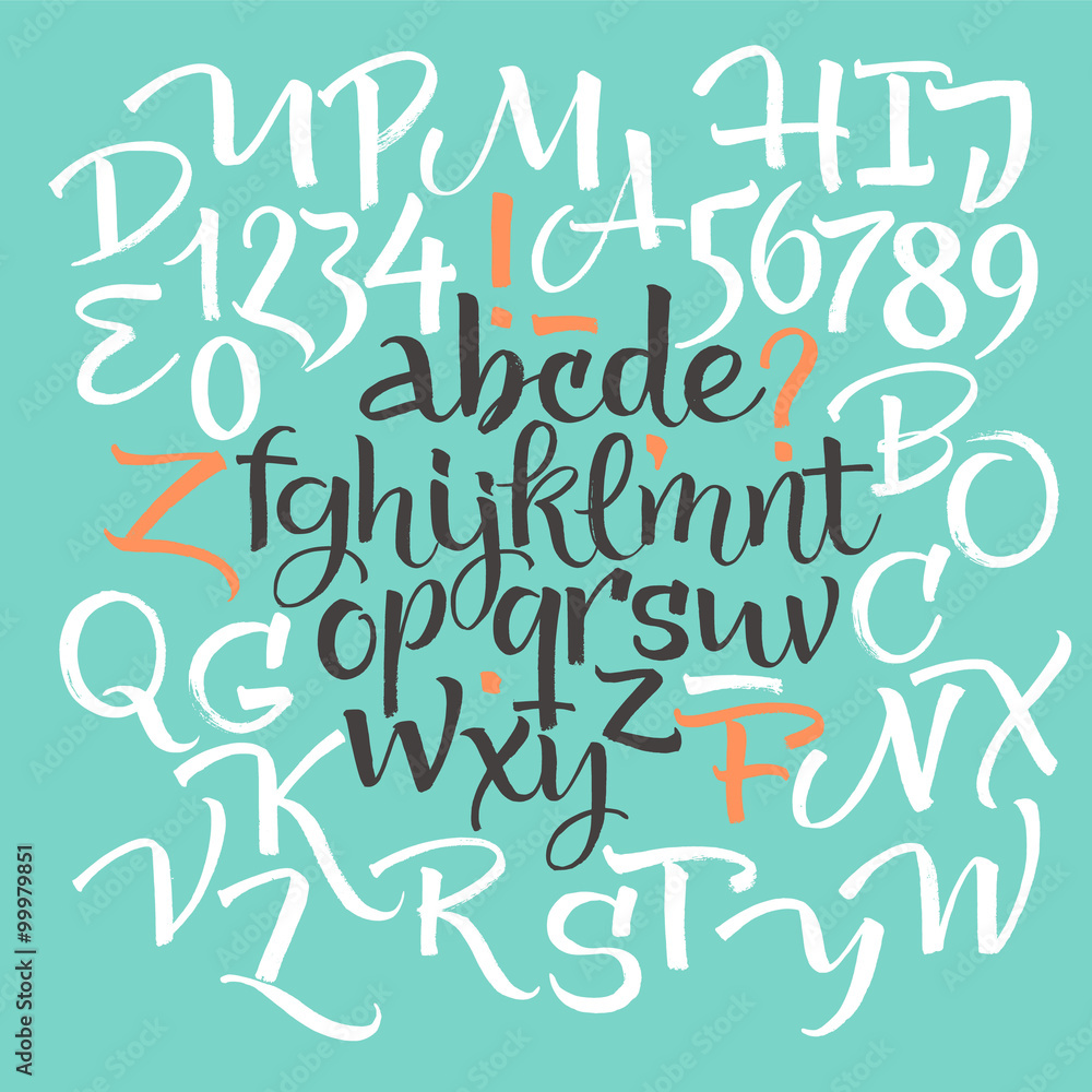 Vector alphabet. Hand drawn letters. Letters of the alphabet written with a brush. Vector alphabet. Hand drawn letters. Letters of the alphabet written with a brush.