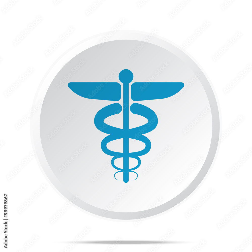 Flat blue Medical Symbol icon on circle web button on white Flat blue Medical Symbol icon on circle web button on white