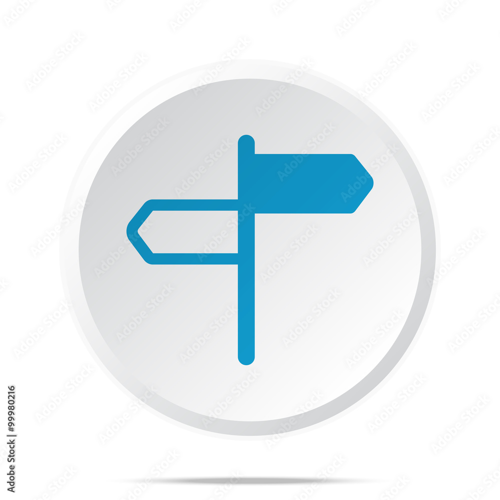 Fototapeta premium Flat blue Road Signs icon on circle web button on white