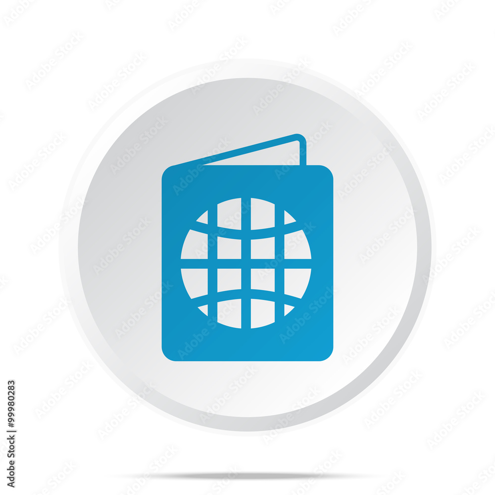 Flat blue Passport icon on circle web button on white Flat blue Passport icon on circle web button on white