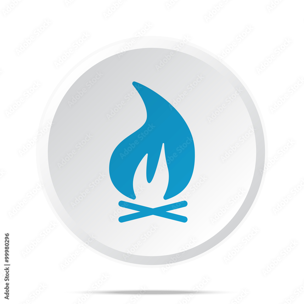 Flat blue Bonfire icon on circle web button on white Flat blue Bonfire icon on circle web button on white