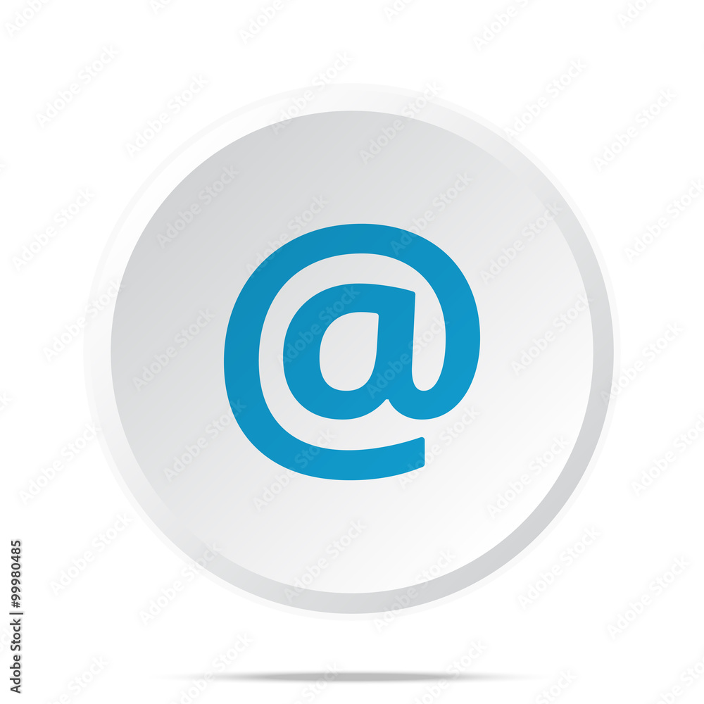 Flat blue E-Mail icon on circle web button on white Flat blue E-Mail icon on circle web button on white