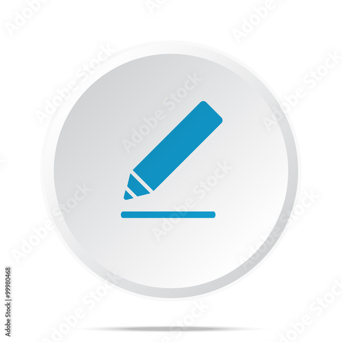 Flat blue Sign Here icon on circle web button on white
