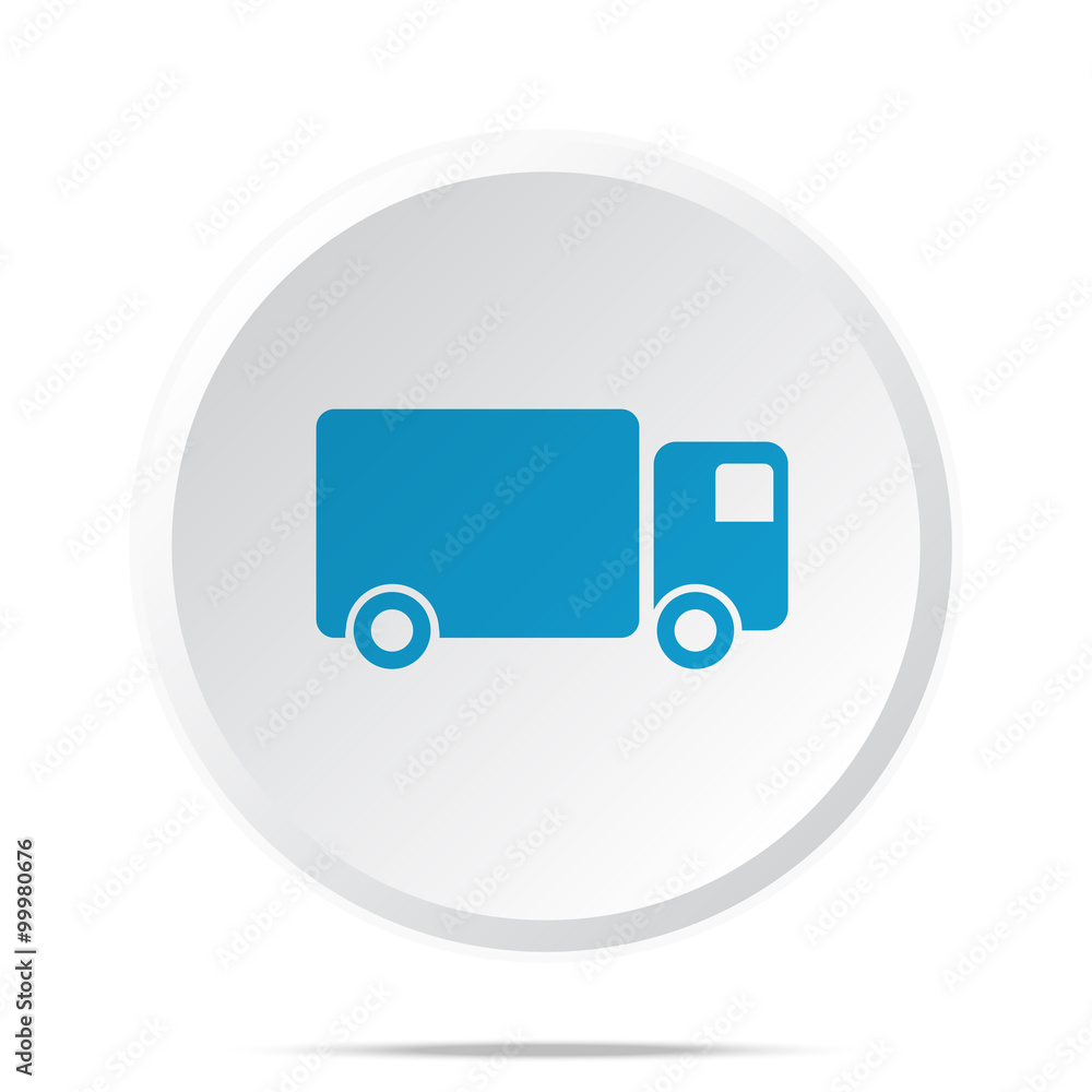 Flat blue Delivery Truck icon on circle web button on white Flat blue Delivery Truck icon on circle web button on white
