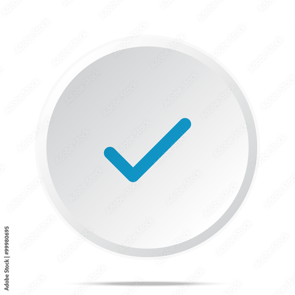 Flat blue Confirm icon on circle web button on white Flat blue Confirm icon on circle web button on white