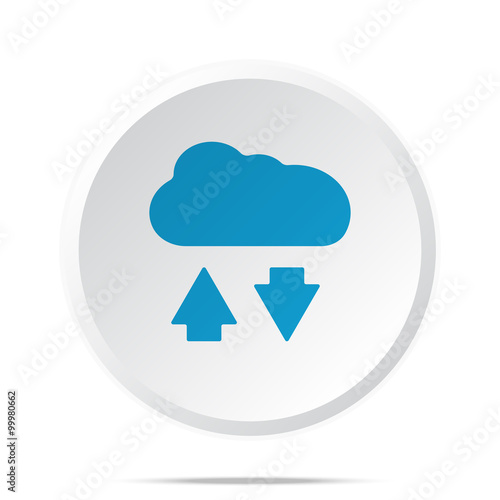 Flat blue Cloud Computing icon on circle web button on white
