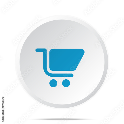 Flat blue Shopping Cart icon on circle web button on white