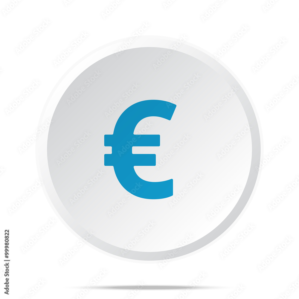 Flat blue Euro icon on circle web button on white Flat blue Euro icon on circle web button on white