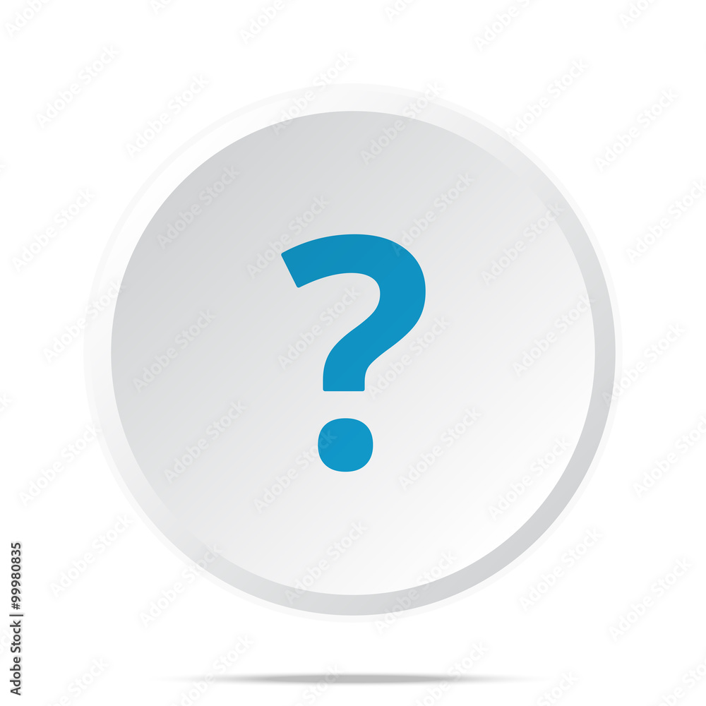 Flat blue Question Mark icon on circle web button on white Flat blue Question Mark icon on circle web button on white