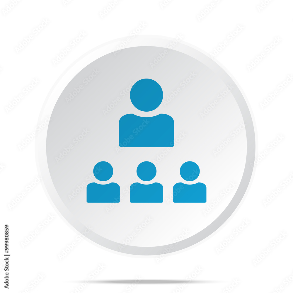 Flat blue Organization icon on circle web button on white Flat blue Organization icon on circle web button on white