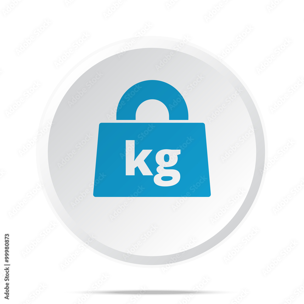 Flat blue Weight Kilograms icon on circle web button on white Flat blue Weight Kilograms icon on circle web button on white