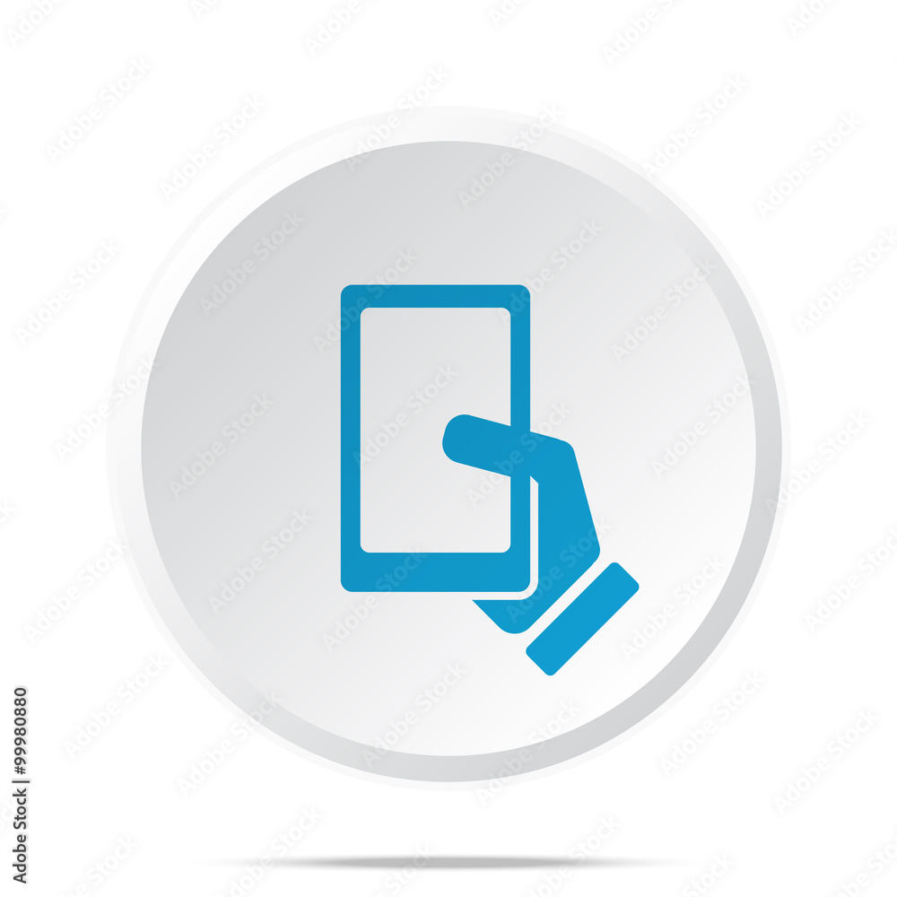 Flat blue Smartphone icon on circle web button on white Flat blue Smartphone icon on circle web button on white