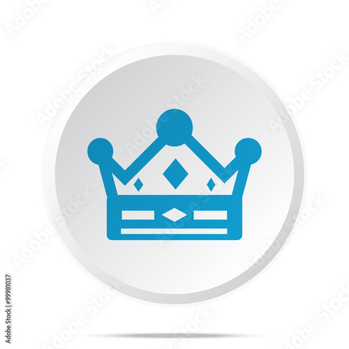 Flat blue Crown icon on circle web button on white