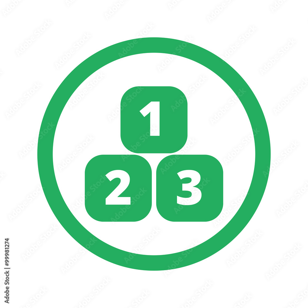 Flat green 123 Blocks icon and green circle Flat green 123 Blocks icon and green circle