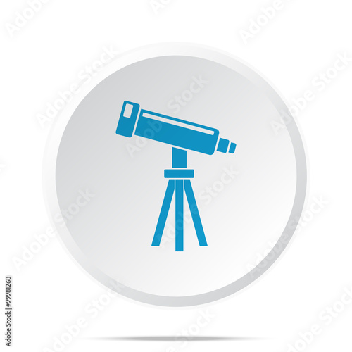 Flat blue Telescope icon on circle web button on white