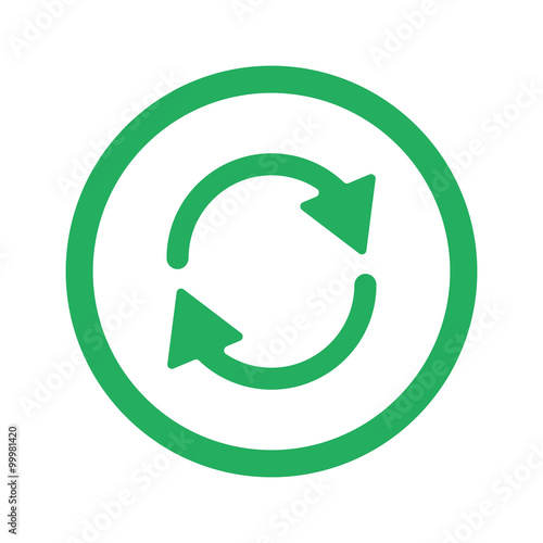 Flat green Refresh icon and green circle