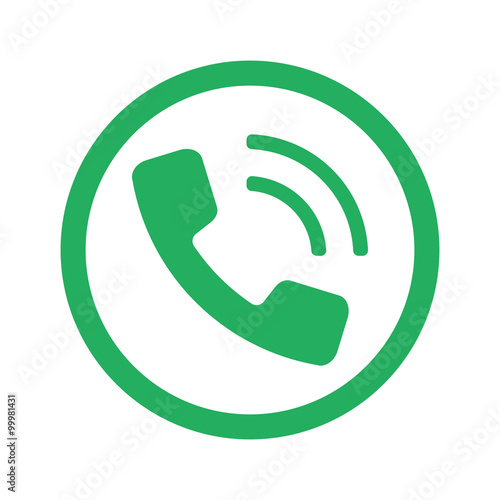 Flat green Phone icon and green circle