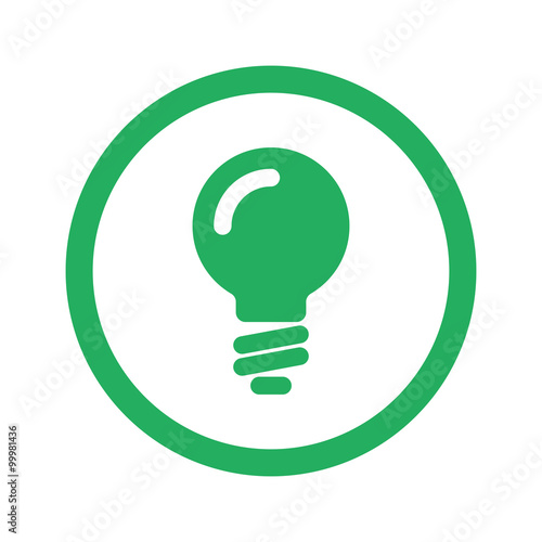 Flat green Light Bulb icon and green circle