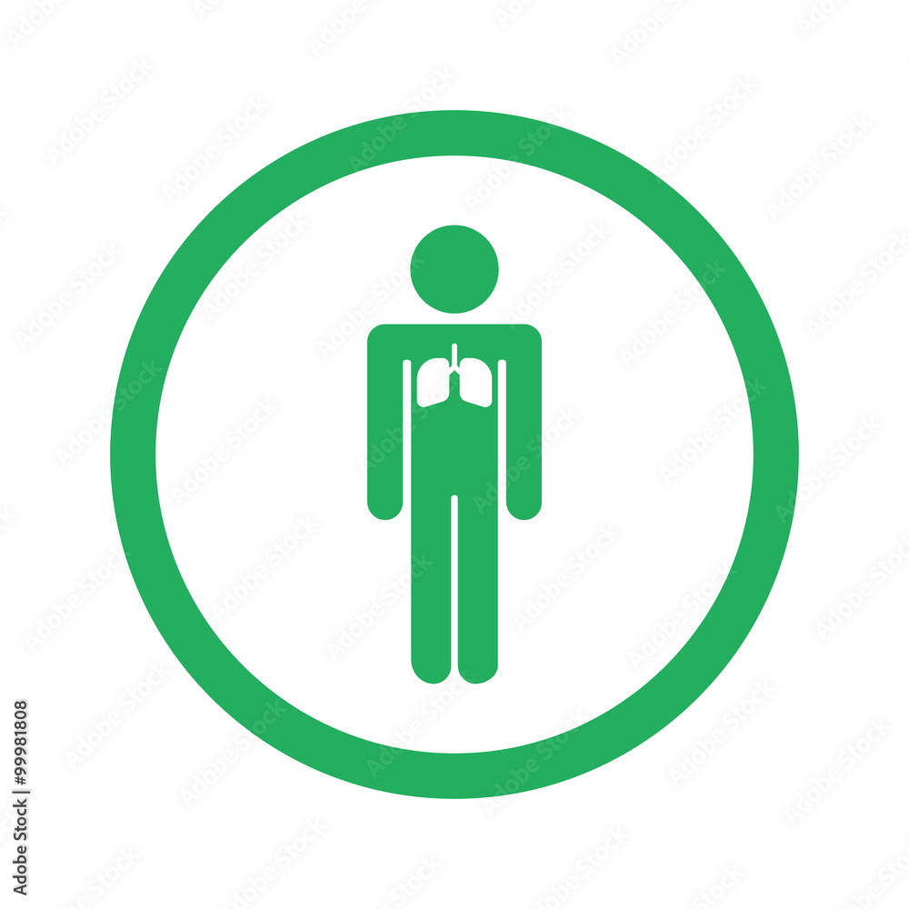 Flat green Lungs icon and green circle Flat green Lungs icon and green circle