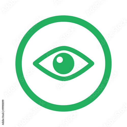 Flat green Eye icon and green circle