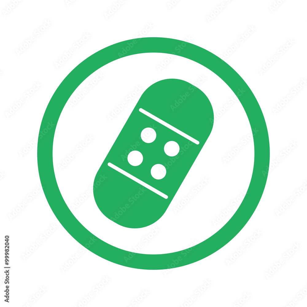 Flat green Adhesive Bandage icon and green circle Flat green Adhesive Bandage icon and green circle