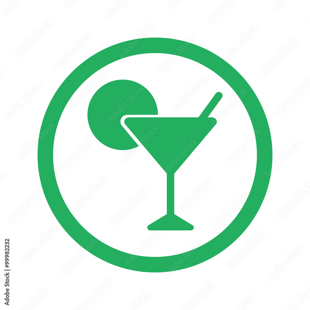 Flat green Cocktail icon and green circle Flat green Cocktail icon and green circle