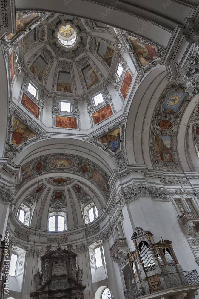 Salzburg Dom cathedral interior, Austria.