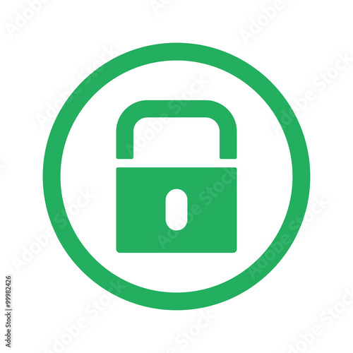 Flat green Lock icon and green circle