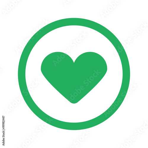 Flat green Heart icon and green circle
