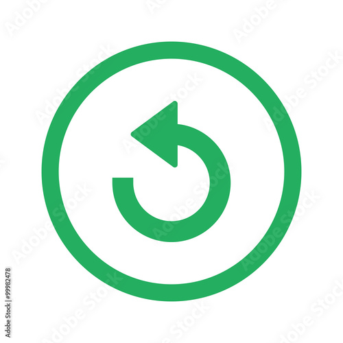 Flat green Undo icon and green circle
