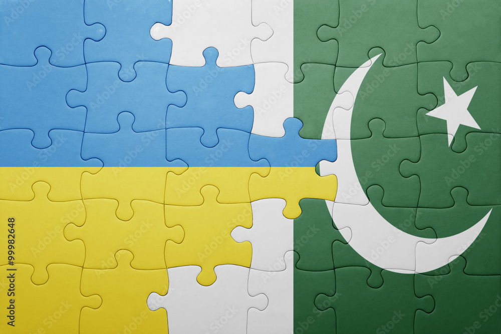puzzle with the national flag of pakistan and ukraine puzzle with the national flag of pakistan and ukraine