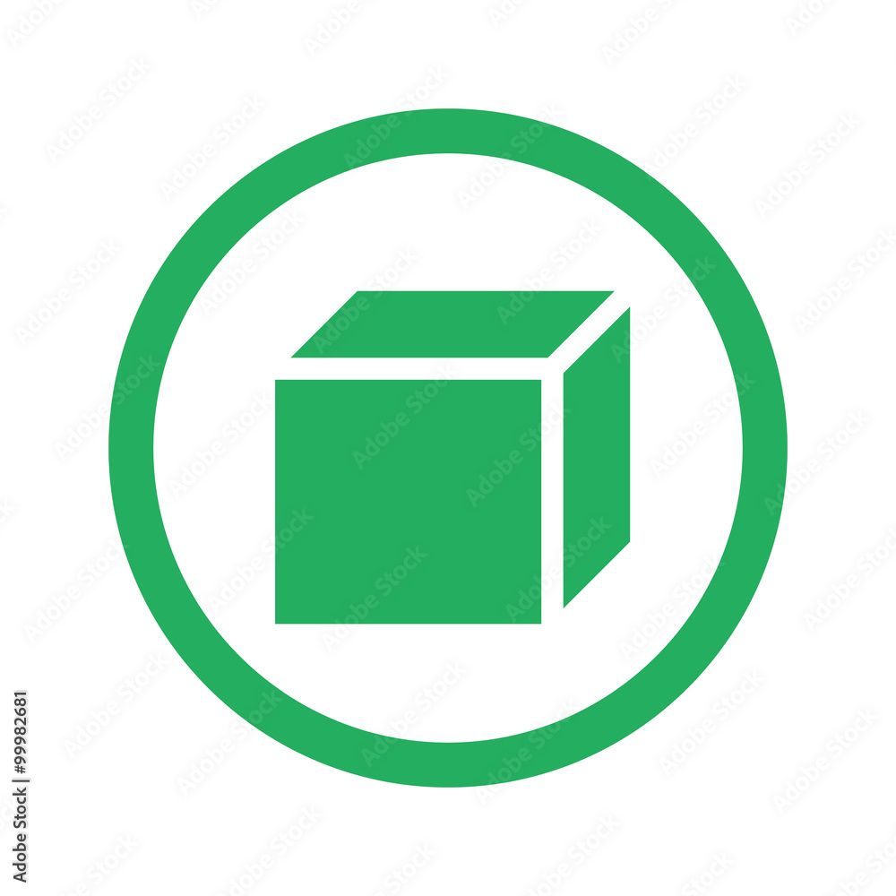 Flat green 3D Box icon and green circle Flat green 3D Box icon and green circle