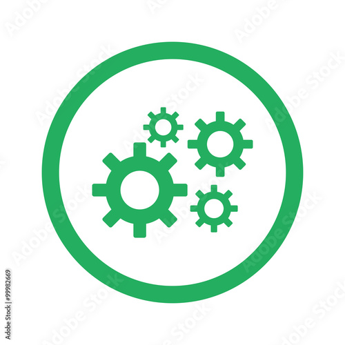 Flat green Process icon and green circle