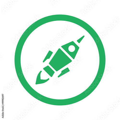 Flat green Rocket Launch icon and green circle