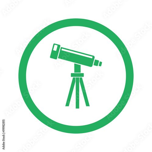 Flat green Telescope icon and green circle