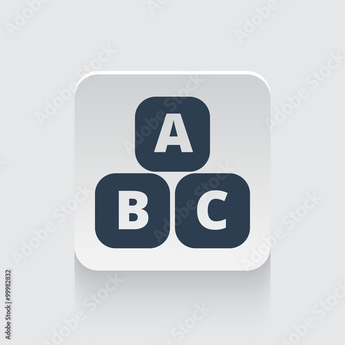 Flat black Abc Blocks icon on rounded square web button