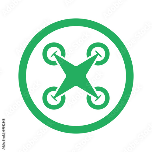Flat green Drone Quadrocopter icon and green circle