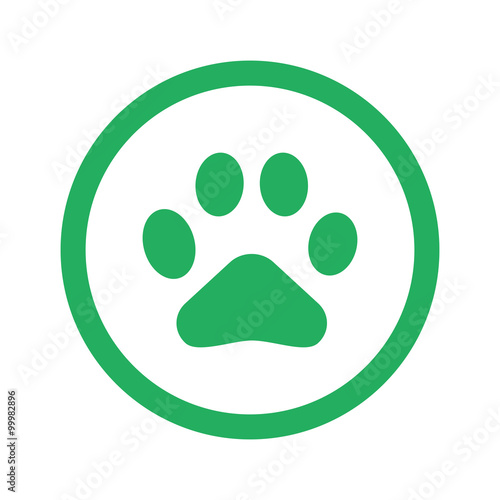 Flat green Paw Print icon and green circle