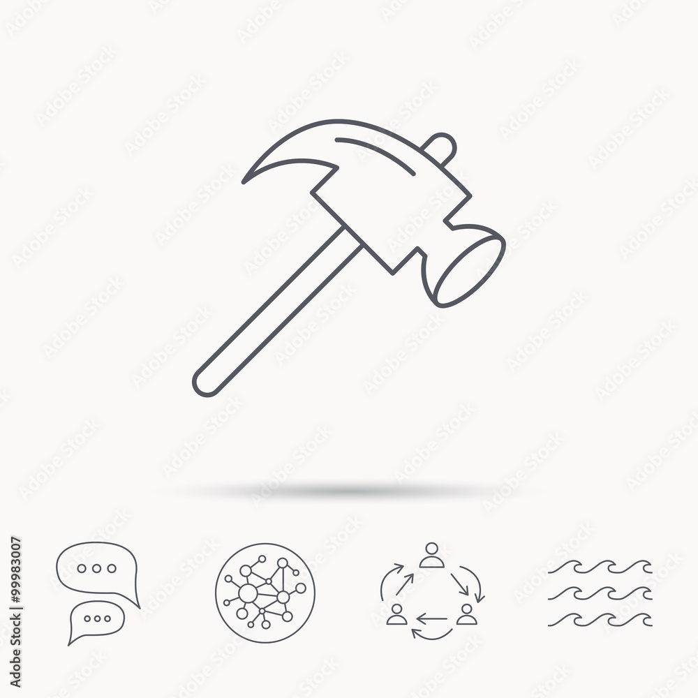 Hammer icon. Repair or fix sign.