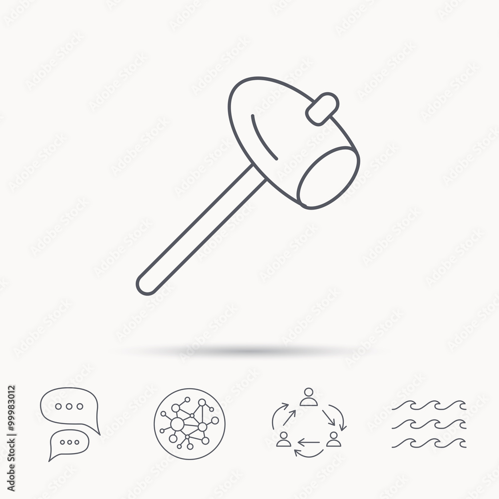 Hammer icon. Repair or fix sign.