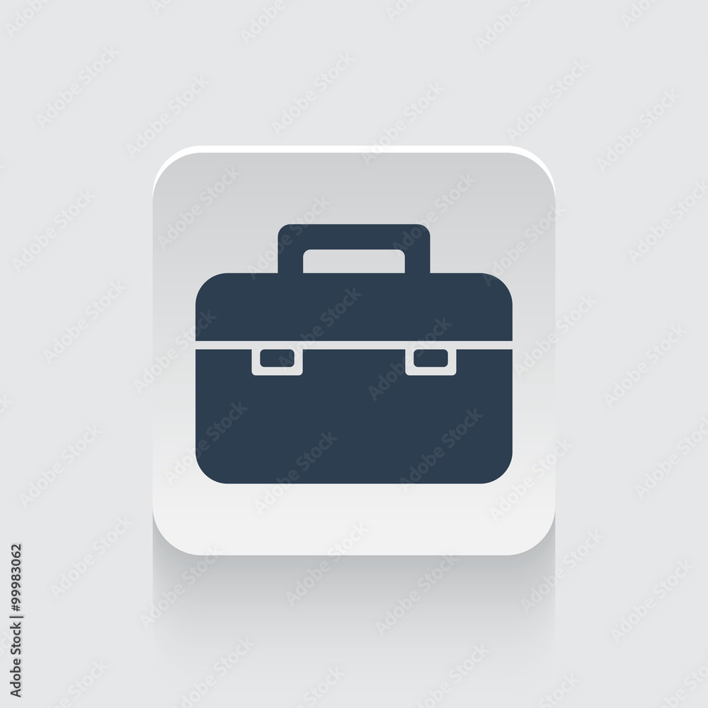 Flat black Briefcase icon on rounded square web button