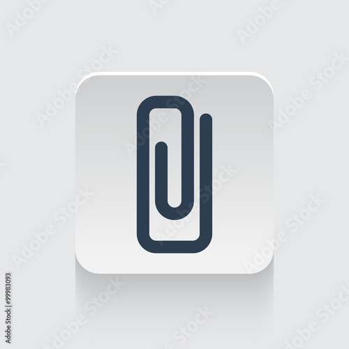 Flat black Paper Clip icon on rounded square web button