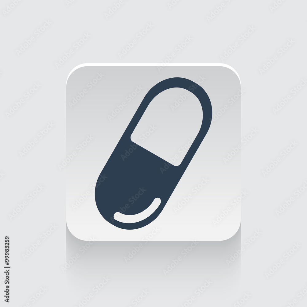 Flat black Pill icon on rounded square web button Flat black Pill icon on rounded square web button