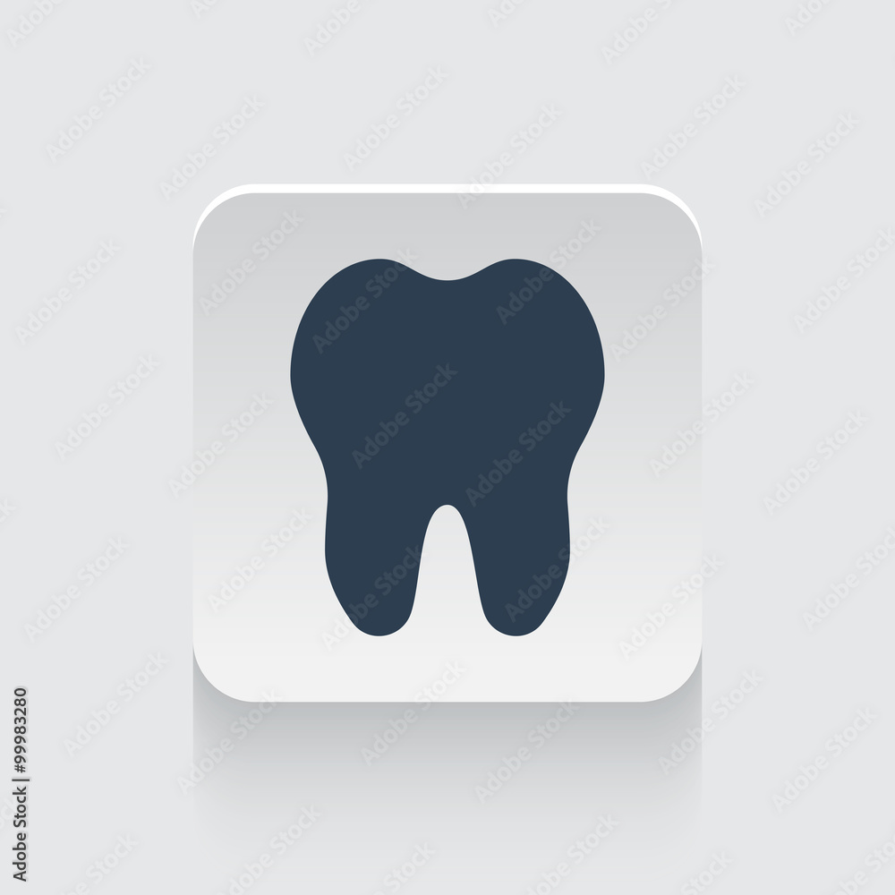 Flat black Tooth icon on rounded square web button Flat black Tooth icon on rounded square web button