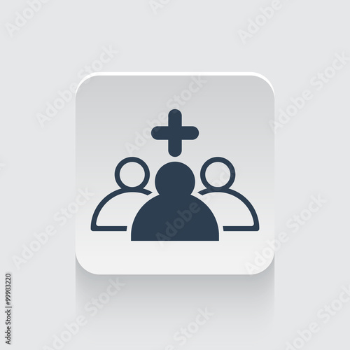 Flat black Medical Team icon on rounded square web button
