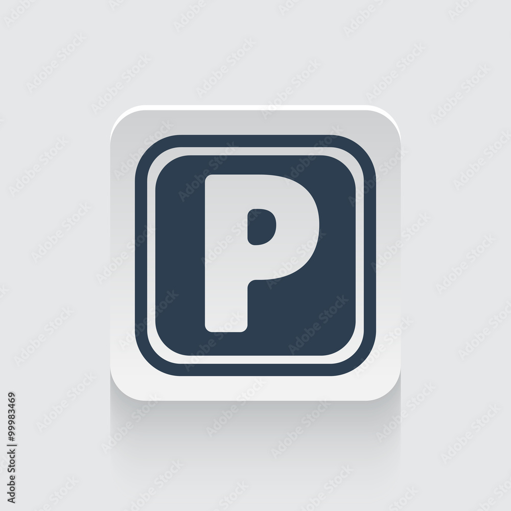 Flat black Parking icon on rounded square web button Flat black Parking icon on rounded square web button